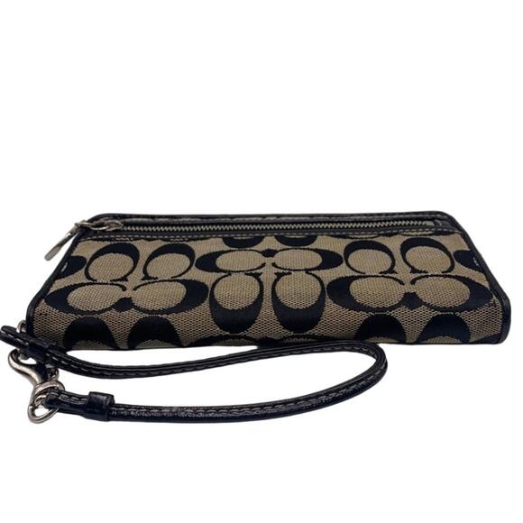 COACH Black Signature Canvas Wristlet Wallet - Picture 3 of 11